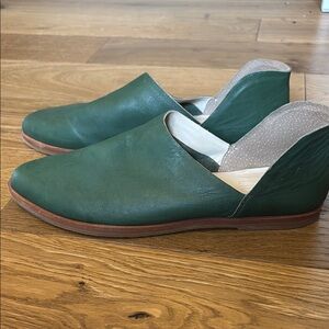 Green Leather Flats